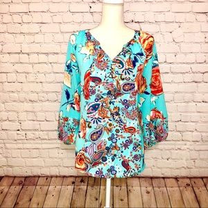 Multicolored Flowy Top, Size Medium